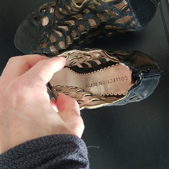 Lace laser cut ankle back zipper 3" heels - Picture 4 of 5